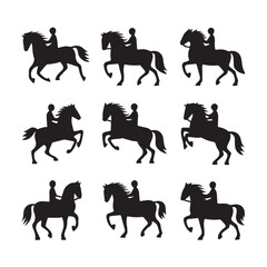 set of horse silhouettes
