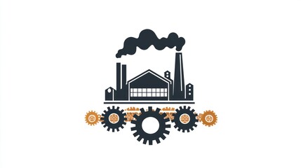 Naklejka premium Industrial factory gears, pollution concept, modern design
