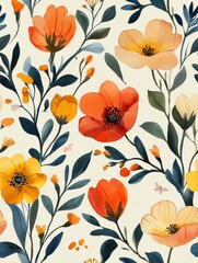 Elegant floral pattern with intricate designs composed of various beautiful flower shapes Seamless Texture