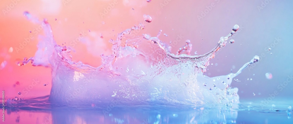 Poster vibrant water splash creating artistic patterns against a colorful backdrop in an abstract setting