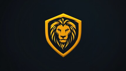Golden Lion Shield Emblem on Dark Background