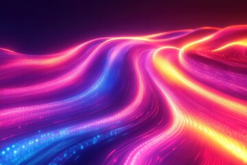 Obraz premium Abstract glowing wave, vibrant pink, blue, and orange hues. Perfect for tech, music, or energy-related projects.