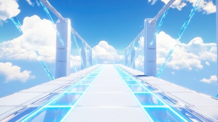 Fototapeta premium Futuristic Cloud Bridge Pathway