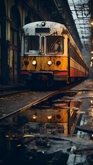 Lost Journey Abandoned Train Amidst Overgrown Wilderness at Dusk
