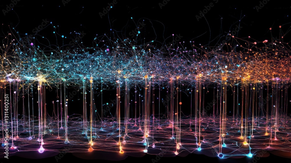 Aufkleber abstract neural network in dark space