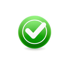 AI generated 3D green circle with white checkmark symbol for approval and verification