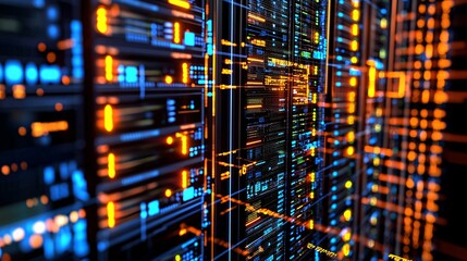 information records management, global enterprise feel, professional corporate aesthetic, strategic database handling, advanced tech integration, glowing matrix backgrounds, high-tech businessroom,