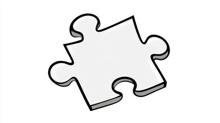 Fototapeta premium Single Jigsaw Puzzle Piece Outline, Black and White Vector Illustration for Coloring Page