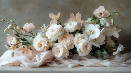 Romantic Wedding Floral Arrangement with Full Bloom