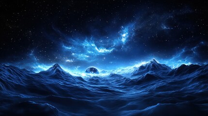 Fototapeta premium Celestial mountain range landscape