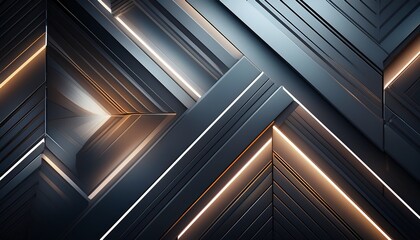 Obraz premium Glowing Geometric Contrast. Dark gray background with subtly glowing white geometric patterns. Cool & warm contrast. Modern & minimalist design.