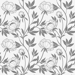 Fototapeta premium Elegant seamless floral pattern in vector art style, perfect for graphic design elements.