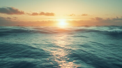 Obraz premium sunset ocean waves calm sea at golden hour