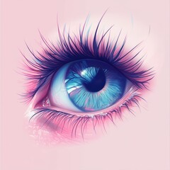 Close up of a blue eye with long lashes