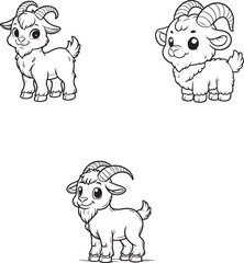 Cute Cartoon Goat Illustrations - Set of 4 Adorable Baby Goat Characters