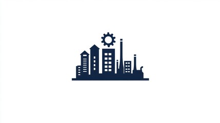 Fototapeta premium Industrial city silhouette, urban factory, clean energy, illustration, background image