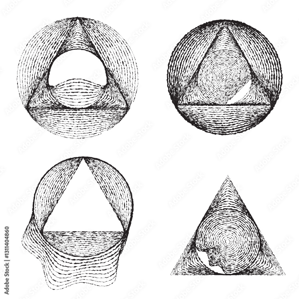Poster rough lines in circle form . rotate rounded shape vector illustration .rotating circles form a ring.