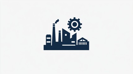 Industrial facility with gear, industrial settings, factory, production, engineering, vector, simple graphic, graphic design, business