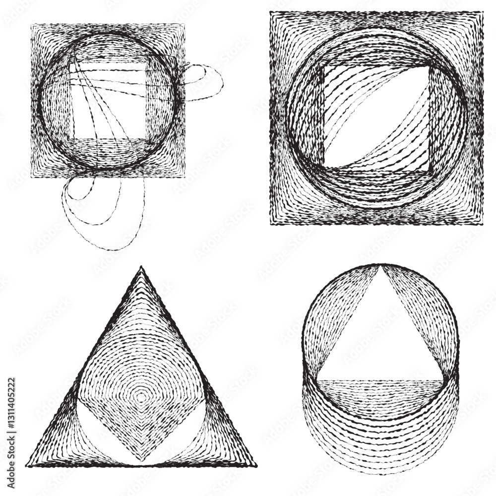 Poster rough lines in circle form . rotate rounded shape vector illustration .rotating circles form a ring.