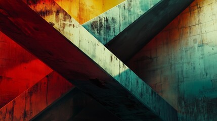 Geometric brutalist concrete art with bold colors and high contrast. AI generated
