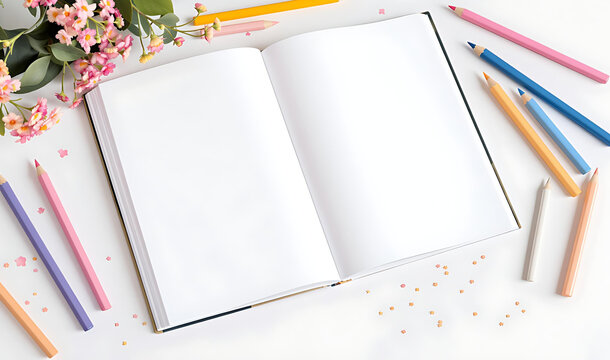 Mockup open book with blank pages - Powered by Adobe