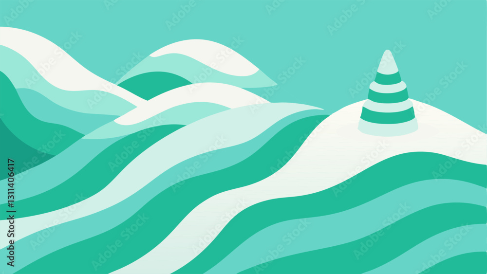 Poster Textured Landscape A side view shows an artist using a tube of mintgreen toothpaste squeezing it in zigzag patterns across a canvas that resembles rolling hills. As they work the