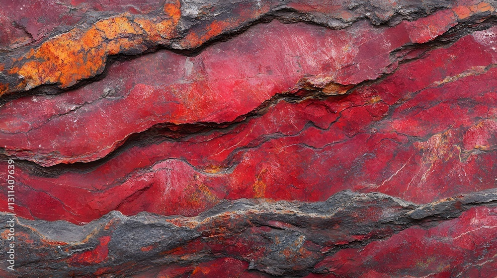 Poster multicolored and textured rock face displaying vibrant layered patterns