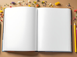 Mockup of opened book with blank pages