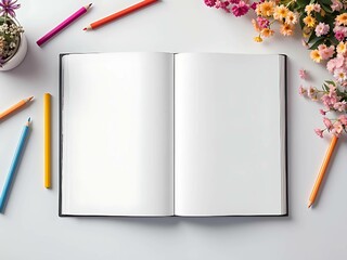 Mockup of opened book with blank pages