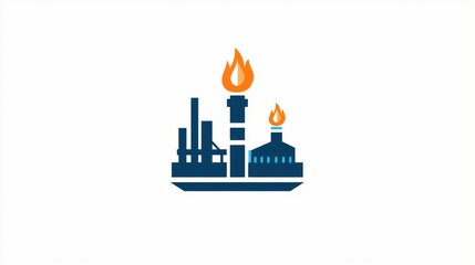 Naklejka premium Industrial plant logo, fire, energy, factory