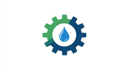 Obraz premium Abstract gear graphic, water drop, circular graphic, modern design, symbol for efficiency, environmental technology, synergy, use in marketing