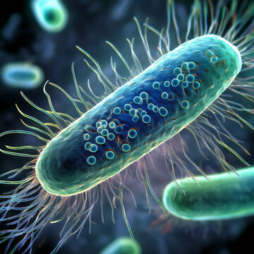 Salmonella Typhi Under Microscope &ndash; Infectious Bacteria Causing Typhoid Fever, Microscopic Close-Up of Salmonella Typhi,  3D Illustration of Salmonella Typhi Bacteria &ndash; Microscopic View of Typhoid