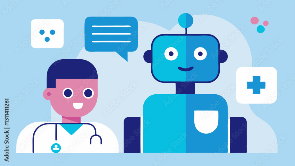Poster these vector illustrations can help convey the interaction between patients and aipowered chatbots i