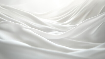 Fototapeta premium Abstract White Silk Fabric Texture Soft, Smooth, Draped Background.