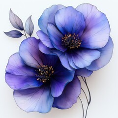 Naklejka premium Ethereal watercolor delicate purple flowers isolated on white background