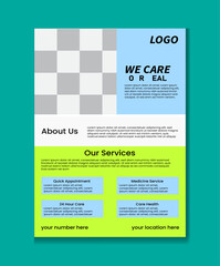 Medical flyer design Corporate healthcare and medical cover a4 flyer design template for print,Madical Flyer design layout modern with green color size A4, modern healthcare promotion business
