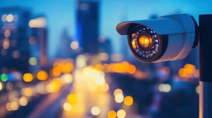 city surveillance camera at night