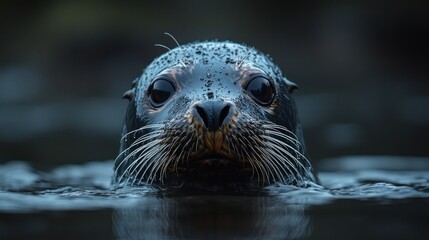 Close-up of a seal's head emerging from water