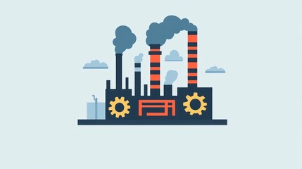 Industrial plant with smokestacks; factory illustration; simple flat design; for educational or business use