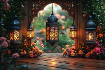 Radiant Eid al-Fitr Celebration: Vibrant Festive Decorations and Joyful Atmosphere food moon rich   