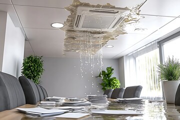 Leaky AC Ceiling, Office Flood Damage