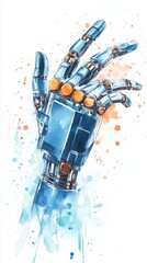 A robot hand with orange buttons on it