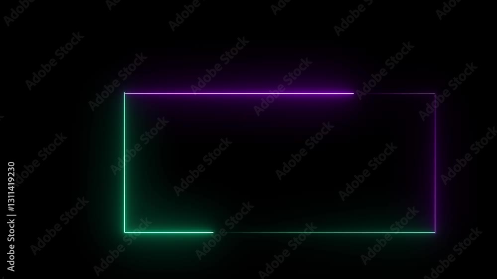 Poster abstract glowing neon rectangle border frame line animation