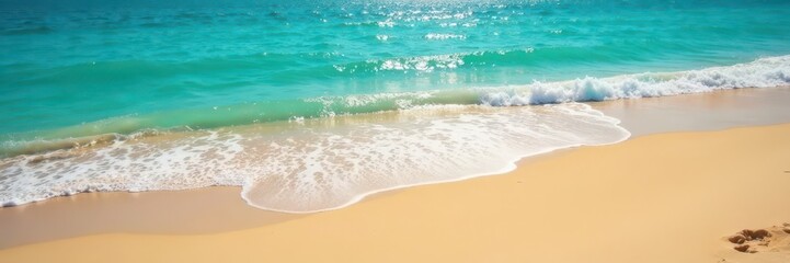 Golden sand meets turquoise sea, gentle waves, summer, seascape, shore