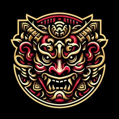 Fototapeta premium Tribal Demon Face Mascot Logo Illustration