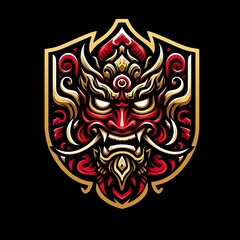 Tribal Demon Face Mascot Logo Illustration