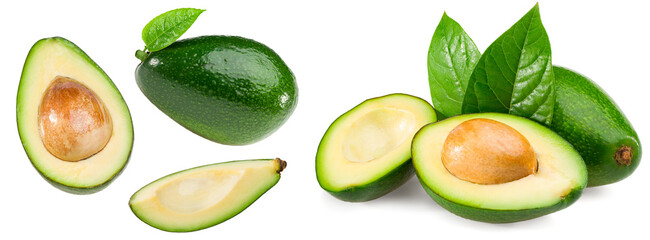 fresh sliced avocado isolated on white background. full depth of field. clipping path