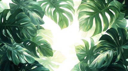 Lush Green Tropical Leaves Background
