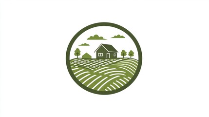 Simple Farmhouse Landscape Logo Design