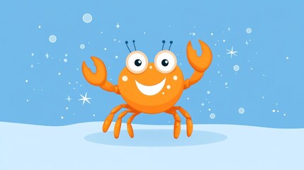 Cute Crab on Wintery Landscape
